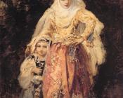狄亚兹 : Oriental Woman and Her Daughter